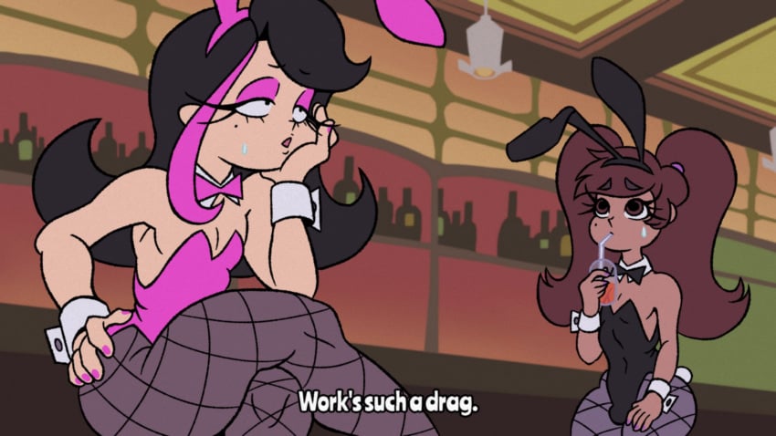 2boys bunny_boy bunny_ears bunnysuit crossdressing disney disney_channel femboy fishnets fully_clothed gay guy_hamdon latino_male liquorice marco_diaz princess_marco shezow shezow_(character) star_vs_the_forces_of_evil superheroine text thick_thighs trap white_boy