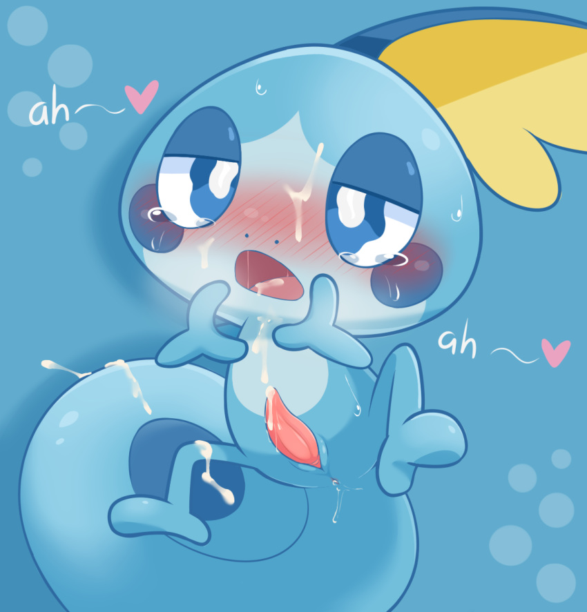 1boy 2019 2_fingers 2_toes after_sex animal_genitalia anus ass blue_background blue_eyes blue_skin blush cum cum_in_mouth cum_in_own_mouth cum_inside cum_on_own_face cum_on_self driosawm facial feet feral genital_slit hi_res male male_only nintendo nude penis pokémon_(species) pokemon pokemon_(species) pokemon_ss scalie slit sobble solo tail tears text video_games