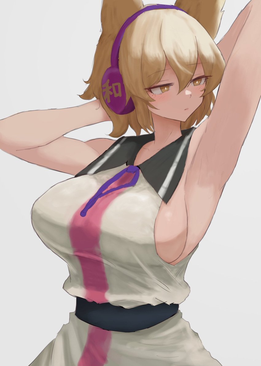 armpits big_breasts blonde_hair breast headphones large_breasts light-skinned_female light_skin moriforest1040 sideboob touhou toyosatomimi_no_miko