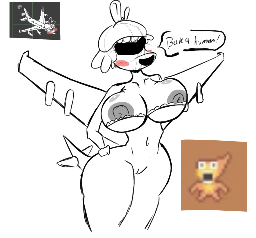 big_ass big_breasts big_butt big_thighs blush_lines bolt_4200 inverted_nipples tail tsunderplane undertale