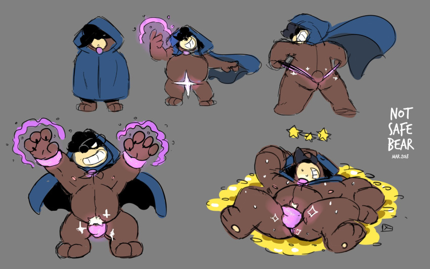 16:10 ass bulge chibi cloak clothing coin fantasy hi_res magic magic_user male male_only mammal nipples notsafebear overweight speedo swimwear treasure ursid