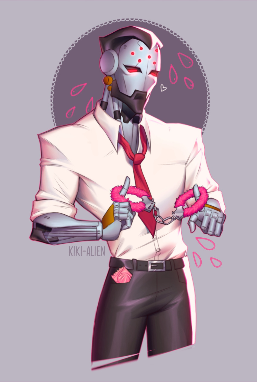 condom handcuffs kiki-alien male male_only maximilien omnic overwatch robot shirt tagme tie