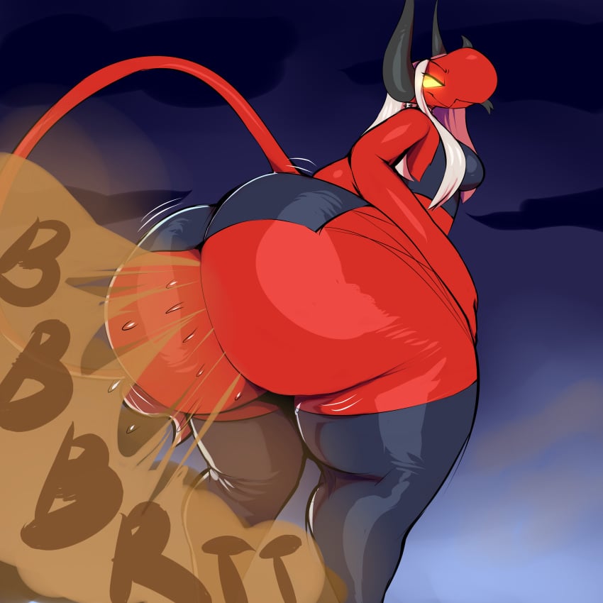 anthro big_ass demon_girl demon_tail fart fart_cloud fart_fetish farting horns red_skin slobstash tagme tongue_out