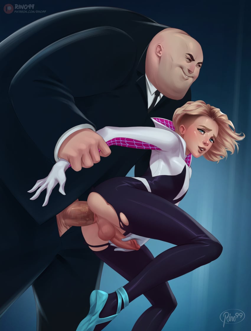 2boys alternate_version_available anal ass backsack balls blonde_hair bodysuit crotchless erect_while_penetrated erection femboy futanari futanari_penetrated gay genderswap_(ftm) girly gwen_stacy gwen_stacy_(spider-verse) holding_penis kingpin large_penis larger_male looking_pleasured male/male male_gwen male_on_femboy male_on_male male_only marvel marvel_comics no_panties penis penis_out rino99 rule_63 sex short_hair spider-gwen spider-man:_into_the_spider-verse spider-man_(series) superhero superhero_costume superheroine torn_clothes villain_on_hero wilson_fisk yaoi