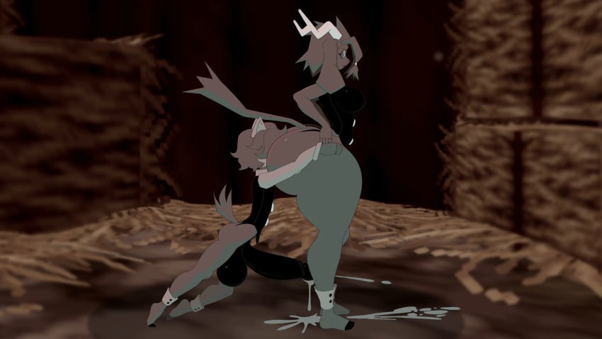16:9 absurd_res anthro antlers ass balls big_balls big_butt big_penis blue_eyes bodily_fluids body_worship bottomless bottomless_anthro bottomless_female bottomless_male bovid butler_(pseudoregalia) butt_worship caprine clothed clothing cum cum_on_ground cumshot duo ejaculation face_in_ass felid feline female femboy floppy_ears fur genital_fluids genitals goat grey_body grey_fur hands-free hi_res horn huge_balls huge_butt huge_cock huge_thighs humanoid_genitalia humanoid_penis hybrid hyper hyper_balls hyper_butt hyper_genitalia hyper_penis jackalope lagomorph larger_female long_ears male male/female mammal nerobero0 penis pseudoregalia size_difference smaller_male sybil_(pseudoregalia) tail thick_thighs widescreen