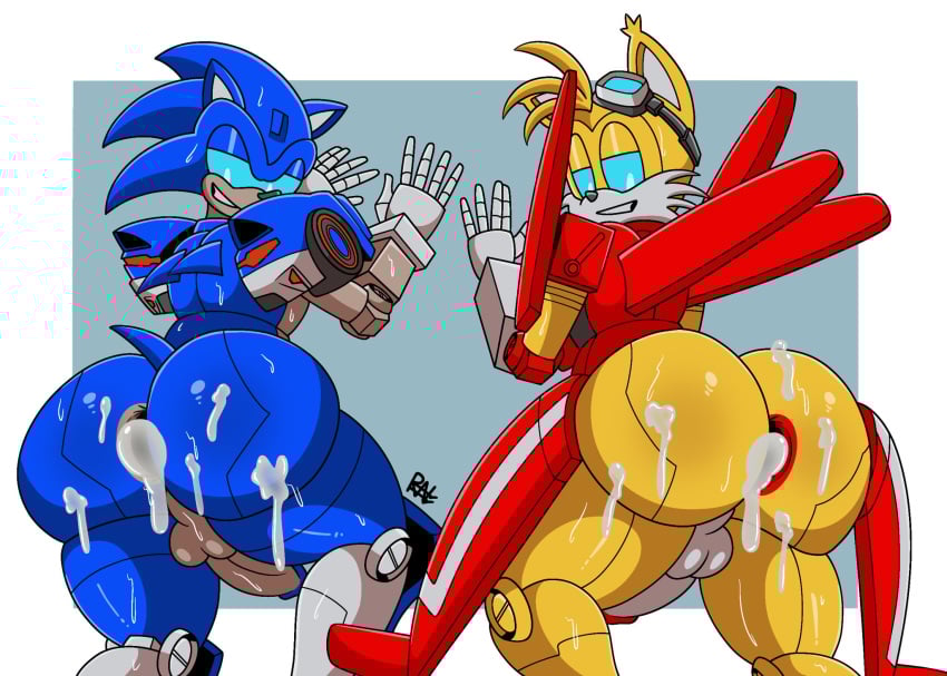 after_sex against_surface anthro anus ass balls big_butt blue_booster bodily_fluids bubble_butt canid canine crossover cum cum_in_ass cum_inside cum_on_butt cybertronian eulipotyphlan eyewear eyewear_on_head femboy fox gaping gaping_anus genital_fluids genitals goggles goggles_on_head hasbro hedgehog hi_res looking_back looking_pleasured machine male male/male mammal miles_prower penis ravage41 robot sega smile smirk solo sonic_(series) sonic_the_hedgehog sonic_the_hedgehog_(series) sweat tails tails_the_fox takara_tomy thick_thighs transformers wide_hips wingtail