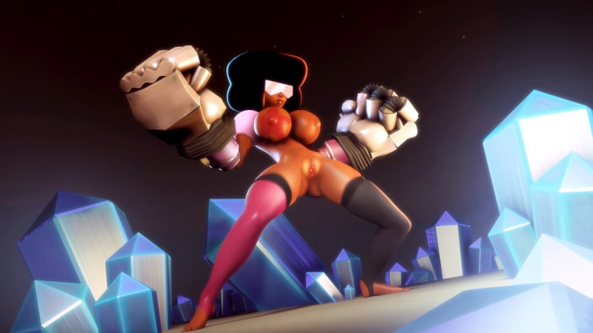 1girls 3d 3d_(artwork) cartoon_network cup4eney female garnet_(steven_universe) gem_(species) gem_fusion grunt4eney pussy solo solo_female steven_universe