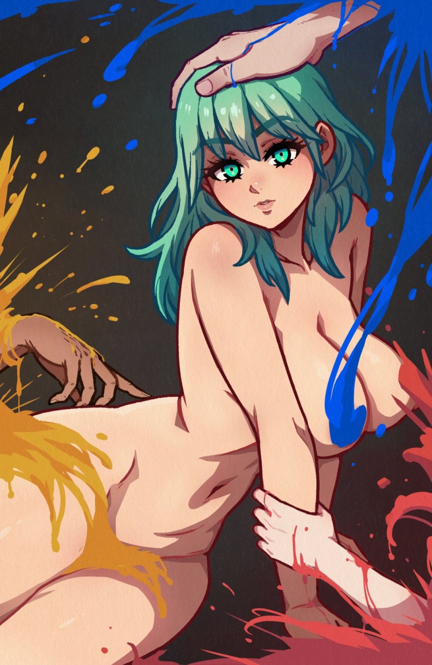 2boys 2girls akairiot breasts byleth_(fire_emblem) byleth_(fire_emblem)_(female) claude_von_riegan completely_nude convenient_censoring dimitri_alexandre_blaiddyd edelgard_von_hresvelg female fire_emblem fire_emblem:_three_houses hand_on_another's_head highres holding_another's_wrist large_breasts looking_at_viewer male medium_hair multiple_boys multiple_girls nude paid_reward_available paint poking solo_focus