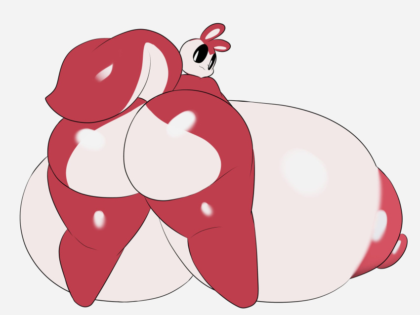 :3 back_view chikn_nuggit hawt_saus_(chikn_nuggit) hyper_breasts large_breasts looking_at_viewer looking_back nude_female red red_fur red_nipples rule_63 shiny tha_randomu thick_thighs