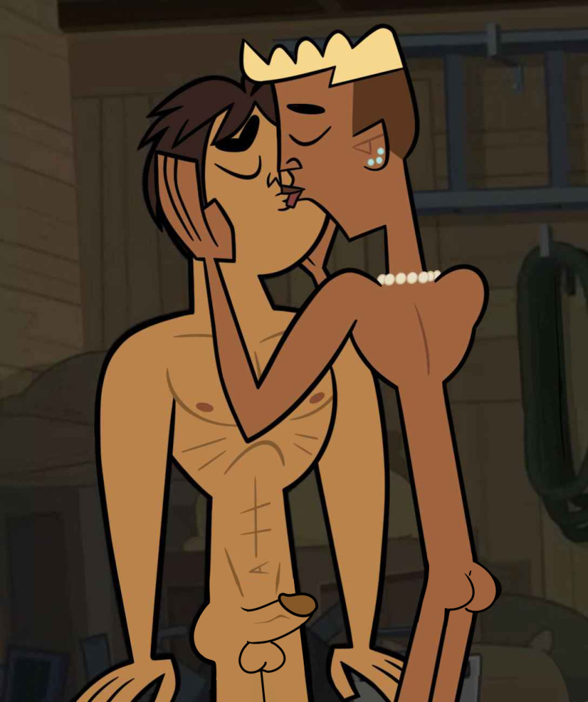 abs ass big_penis blonde_hair bowie_(tdi) brown_hair dark_skin edit fat_penis gay kissing male_only muscles muscular naked nude penis raj_(tdi) total_drama_island total_drama_island_(2023) yaoi