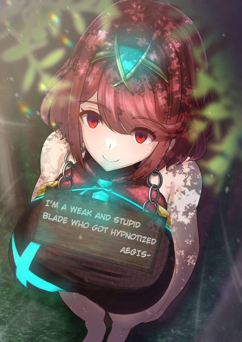 1girls aineko_nekoko english_text hypnosis mind_control pyra sign standing swimsuit translated xenoblade_(series) xenoblade_chronicles_2