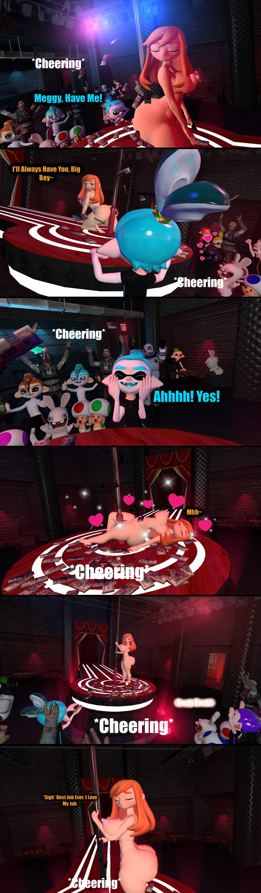 1girls 3d 3d_(artwork) 6+boys ass barefoot big_ass big_breasts big_butt comic completely_nude completely_nude_female dialogue dirty_talk female freckles full_body garry's_mod gmod human_meggy inkling inkling_boy kaibernation meggy_spletzer multiple_boys naked naked_female nintendo nipple_bulge nipple_piercing nipples nude nude_female pole pole_dancing smg4 splatoon strip_club stripper tattoo_on_butt