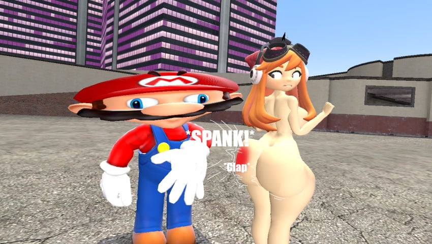 ass ass_jiggling big_ass hard_on human_meggy kaibernation mario mario_(series) meggy_spletzer naked_female slapping_ass slapping_butt spanked_butt