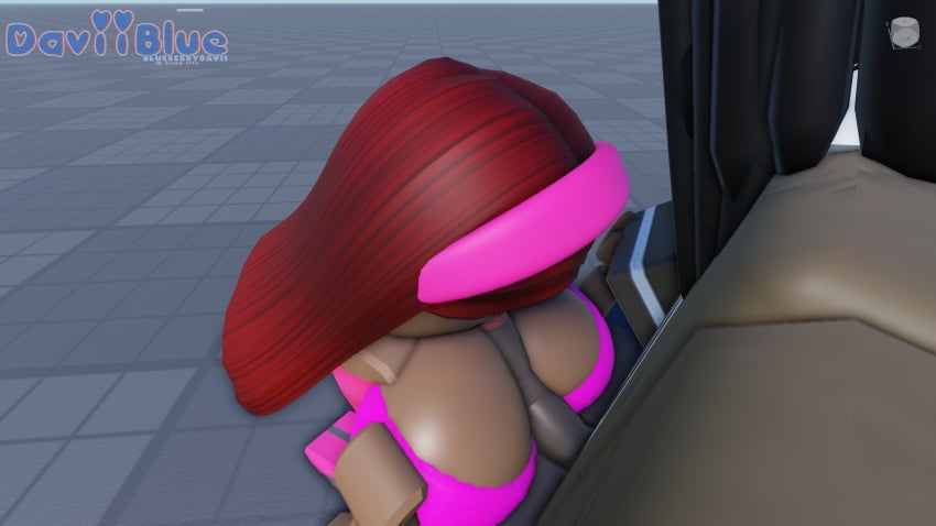 angry_face black_hair blowjob_pov eyelashes female hands_on_breasts headband holding_hands male/female medium_breasts redhair roblox roblox_avatar titjob titjob_under_clothes