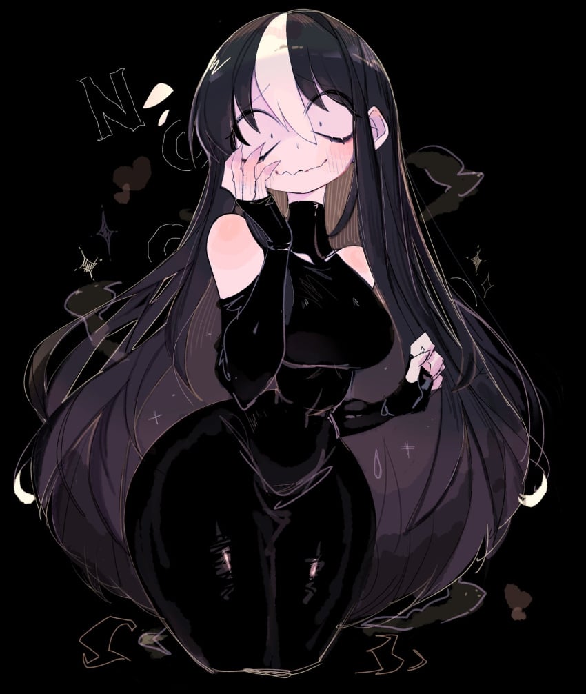 big_breasts black_and_white_hair black_hair breasts long_hair looking_at_viewer nervous nervous_smile noss_the_nosferatu_(crap-man) thick_thighs thighs tight_clothing usa37107692 white_hair wide_hips