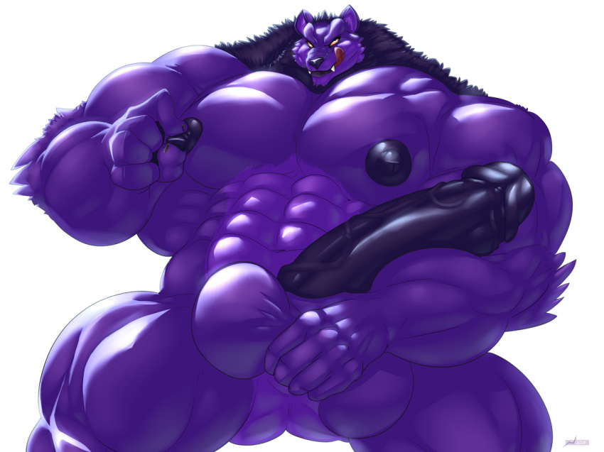 anthro balls big_balls canine danandnite erection huge_balls humanoid_penis hyper hyper_balls hyper_muscles hyper_penis looking_at_viewer male male_only mammal muscular muscular_male nipple_pinch nude pecs penis pinch smile solo tongue tongue_out vein