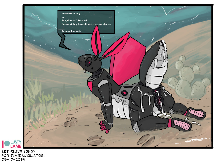 absurd_res after_sex all_fours anthro anus arthropod arthropod_abdomen conditional_dnp cum cum_in_ass cum_in_pussy cum_inside female hi_res inflation inflation insects lepidopteran lustylamb machine messy modular moth outside pussy robot sand