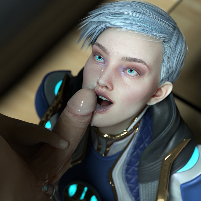 3d 3d_(artwork) blender cum_on_face facial female frost_(mortal_kombat) juicesfm male mortal_kombat mortal_kombat_11 oral pale-skinned_female pale-skinned_male pale_skin partial_male smile