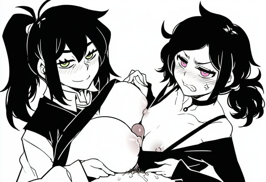 1boy 2girls ai_generated andrew_graves anger_vein angry annoyed ashley_graves asymmetrical_docking between_breasts big_breasts black_hair blush breast_envy breast_press breast_size_difference breasts brother_and_sister choker clenched_teeth clothes_lift clothing collaborative_paizuri collarbone cooperative_paizuri cum eyeliner female ffm_threesome goth goth_girl green_eyes grin group_sex hand_holding hetero holding_hands huge_breasts human_female incest jealous large_breasts long_hair long_sleeves looking_at_viewer male male_pubic_hair mascara mature mature_female medium_breasts milf mother_and_children mother_and_daughter mother_and_son multiple_girls nipples paizuri pale-skinned_female pale-skinned_male pale_skin partially_colored penis pink_eyes ponytail pubic_hair renee_graves shimaidon_(sex) shirt_lift siblings small_breasts smile smug spot_color straight teamwork teeth the_coffin_of_andrew_and_renee the_coffin_of_andy_and_leyley threesome titfuck titfuck_under_clothes