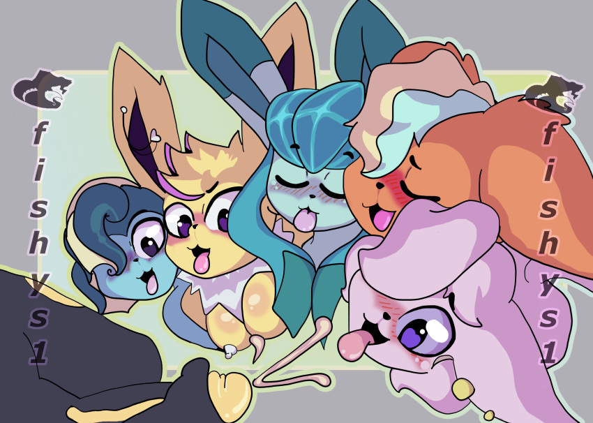 1boy 1girls 2019 :3 ambiguous_gender anthro anthrofied blush breasts canine eeveelution espeon female fishys1 flareon fur furry glaceon hair hair_over_one_eye heart heart-shaped_pupils hi_res interspecies jolteon male male_pov mammal nintendo nipples nude open_mouth original_character penis pokémon_(species) pokemon pokemon_gsc pokemon_rgby pov purple_eyes simple_background smile text tongue vaporeon video_games watermark