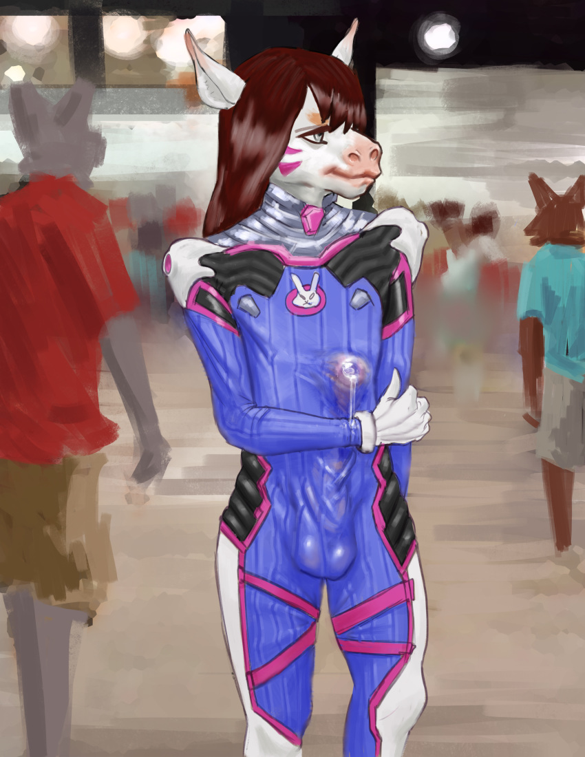 1boy 2019 absurd_res animal_genitalia animal_penis anthro balls balls_in_bodysuit blimko blizzard_entertainment bodysuit bulge cameltail clothed clothing cosplay cum_in_bodysuit cum_through_clothing d.va_(cosplay) equid equine equine_penis erection erection_under_clothes erection_under_clothing exhibitionism hair hi_res horse horsecock huge_penis male male_only mammal overwatch penis penis_in_bodysuit penis_outline penis_under_clothes precum precum_drip public tight_clothing video_games wet wet_clothing