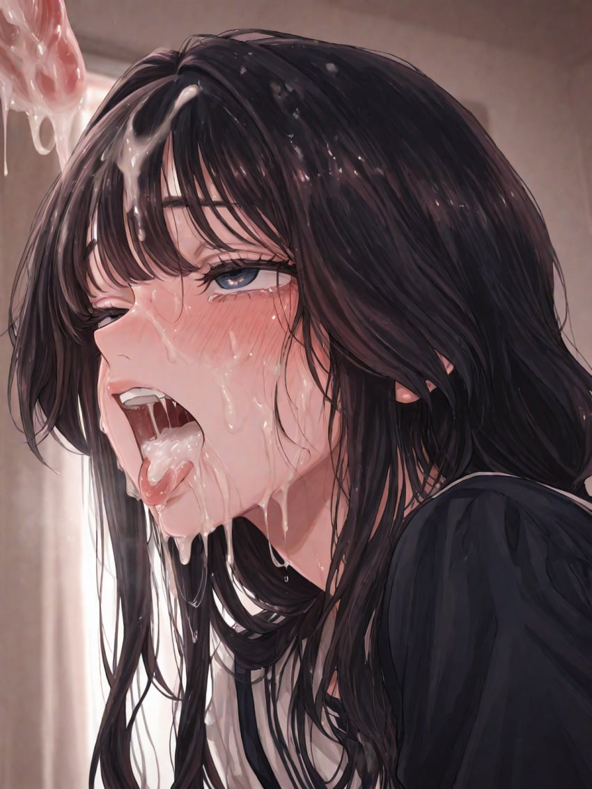 1girls blowjob bukkake cum cum_inside kaoruko_waguri penis