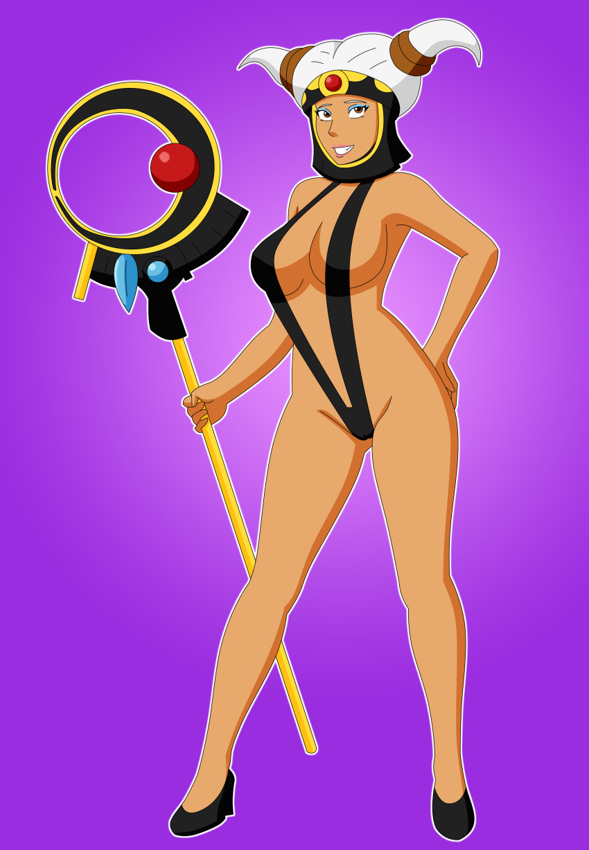 1girls big_breasts breasts commission female female_only hourglass_figure mighty_morphin_power_rangers pervyangel power_rangers rita_repulsa sling_bikini solo solo_female staff swimsuit weapon