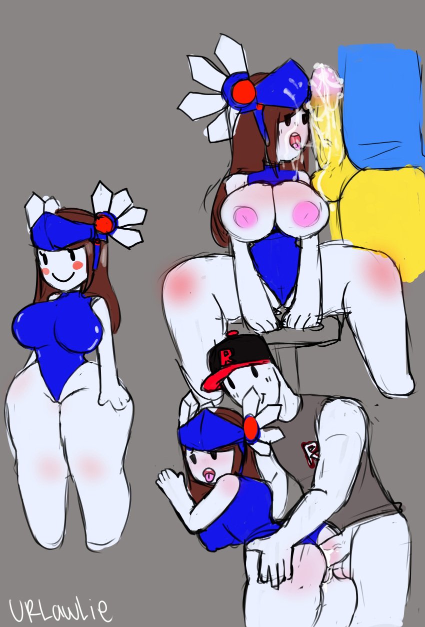 blowjob breasts cum cum_in_mouth cum_inside female roblox robloxian swimsuit urlawlie