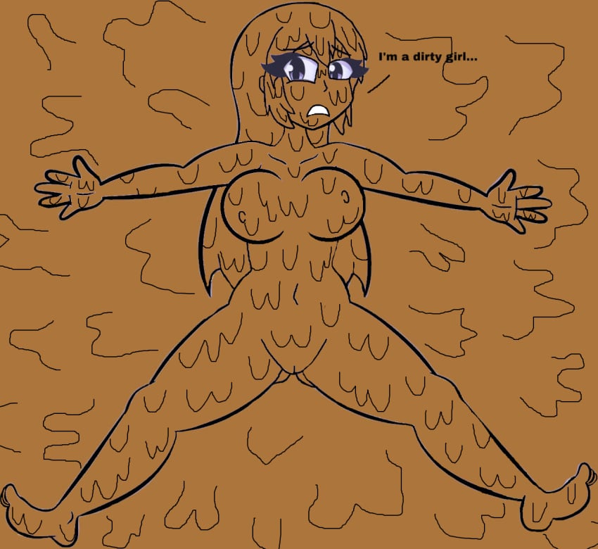 1girls breasts completely_covered_in_mud completely_naked completely_nude covered_in_mud dirty dirty_girl edit female kawaii_dake_ja_nai_shikimori-san mud muddy naked nipples nude oz_the_freak redguy7 shikimori_micchon solo spongebob_reference weird