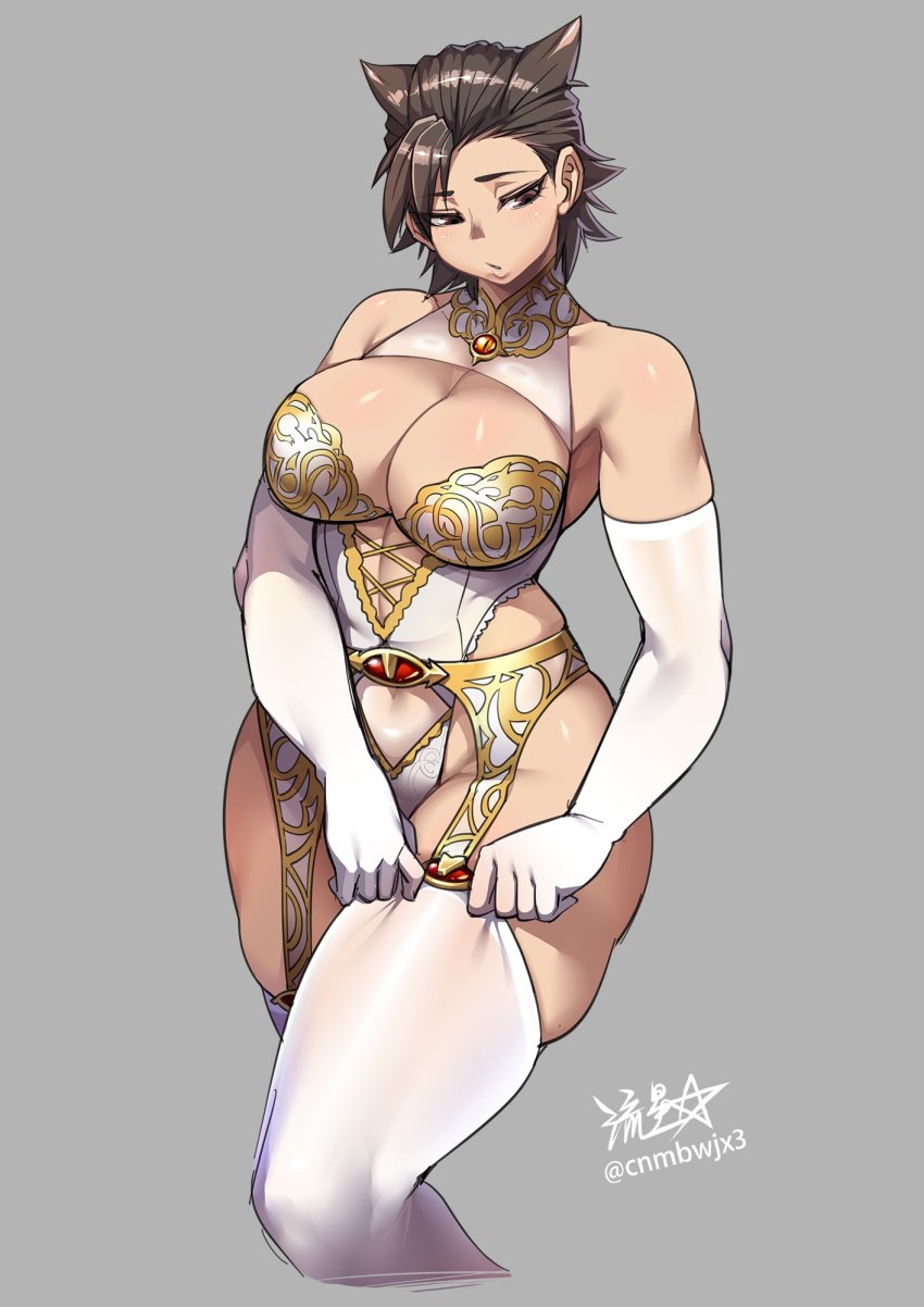 1girls 2024 artist_logo artist_name artist_signature bare_shoulders belly belly_button blush blush_lines blushing blushing_female breasts brown_eyes brown_hair cleavage cleavage_cutout cnmbwjx elbow_gloves female female_focus female_human female_only garter_belt garter_straps genderswap genderswap_(mtf) grey_background high_resolution highres hips horus_lupercal imperium_of_man large_breasts leotard looking_down luna_wolves navel post-human primarch rule_63 ryuusei_(mark_ii) simple_background solo solo_female solo_focus sons_of_horus thigh_highs thigh_squish thighhighs thighs warhammer_(franchise) warhammer_40k wide_hips wide_thighs