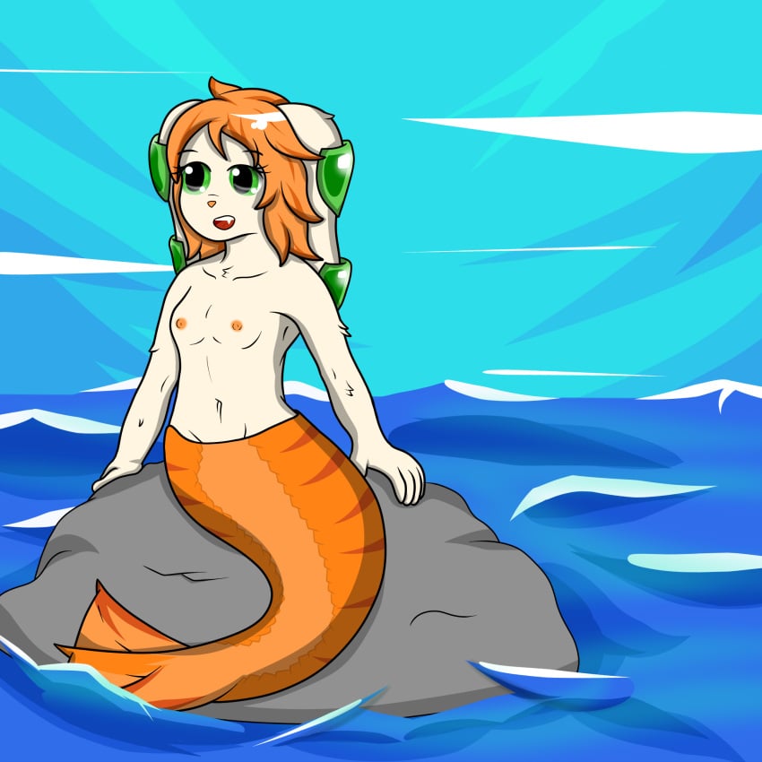 anthro canine emmisbadart female female_protagonist freedom_planet mermaid milla_basset topless video_games