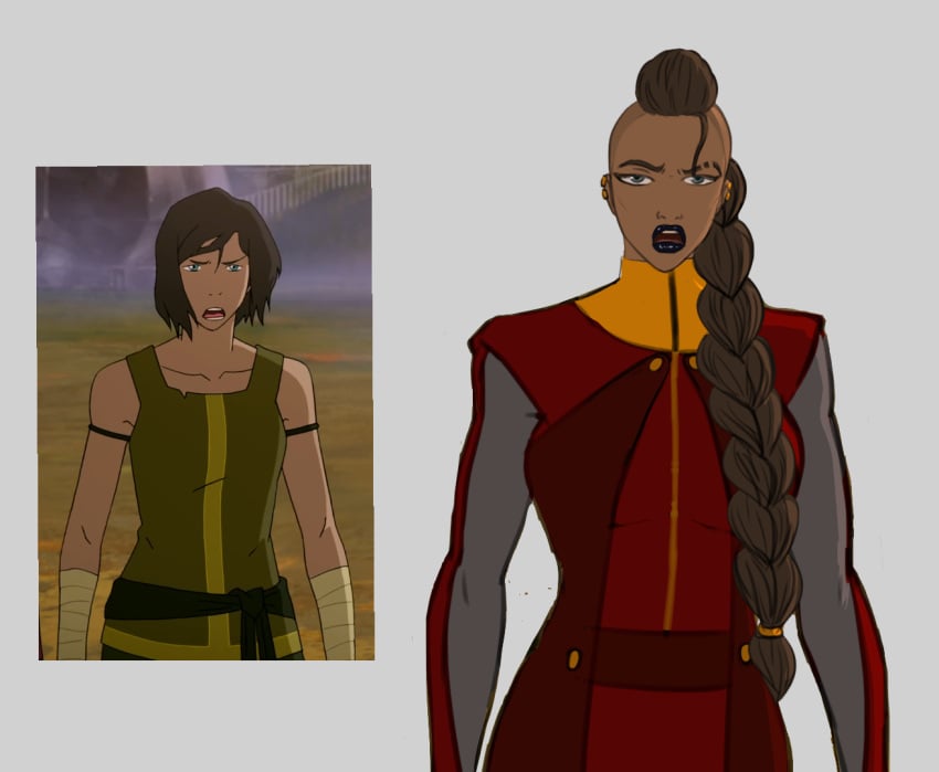 1girls athletic_female avatar_legends before_and_after bimbo black_lipstick braid braided_ponytail breasts color diklonius female korra looking_at_viewer shaved_eyebrow shaved_side sketch the_avatar the_legend_of_korra water_tribe