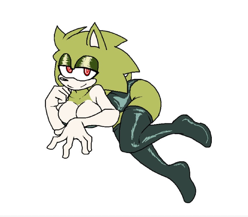 ass athena_(sonictale32) barely_clothed big_ass big_breasts breasts fur green_fur hedgehog mobian_(species) oc ready_for_sex red_eyes smile smiling smiling_at_viewer sonic_(series) sonictale32 tagme tastefulanatomy white_background white_skin