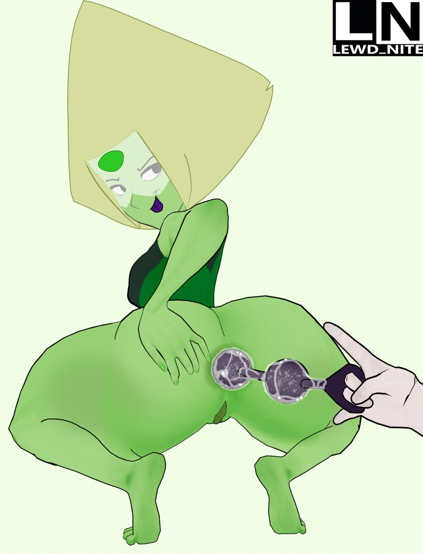 anal anal_beads anal_beads_pull cartoon_network commission gem_(species) huge_anal_beads lewd_nite looking_back peridot_(steven_universe) sex_toy smiling steven_universe tagme thick_ass thick_thighs