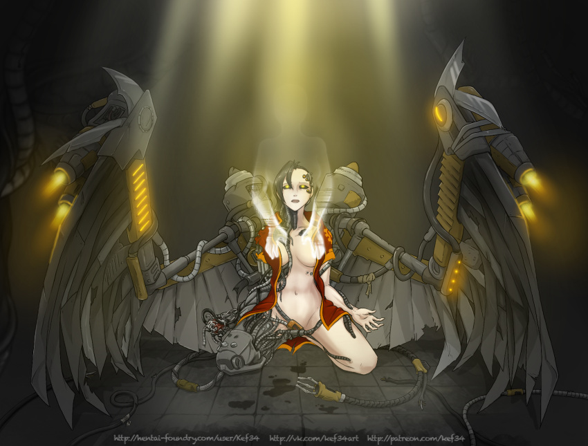 1girls adeptus_mechanicus cybernetic_arm cybernetic_leg cybernetic_limb cybernetics female female_only image_set imperium_of_man kef34 mechanical_wings robot robot_girl solo solo_female techpriest warhammer_(franchise) warhammer_40k wings