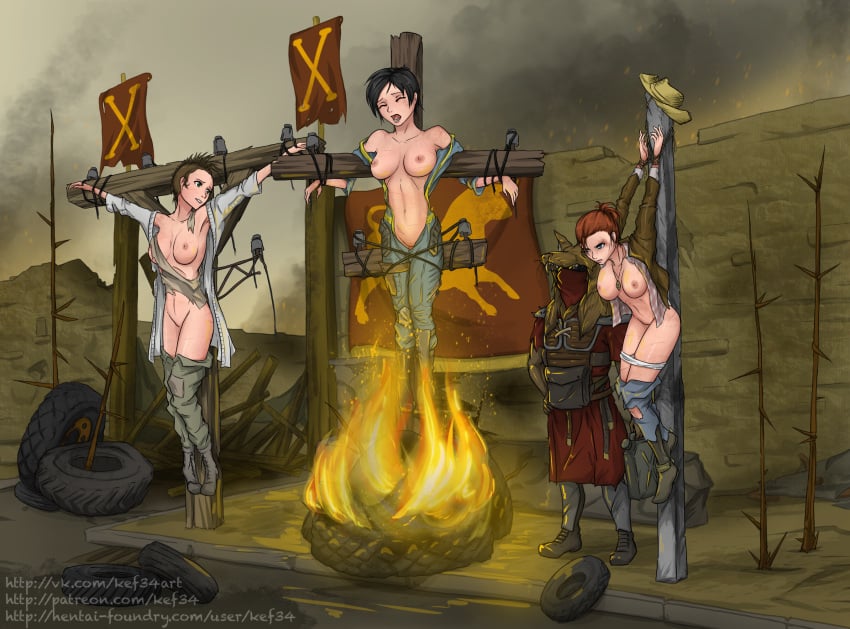 3girls crucifix crucifixion fallout fallout_new_vegas image_set kef34 multiple_girls short_hair tagme