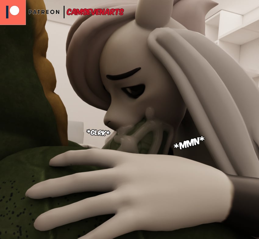 2_horns 3d 3d_(artwork) asriel_dreemurr asriel_dreemurr_(god_form) big_penis black_eyes blowjob blowjob_face camseven cum cum_in_mouth femboy goat god_of_hyperdeath humanoid lizard mammal penis power_bottom powerful_bottom undertale undertale_(series) white_skin