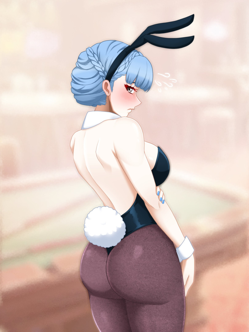 alternate_costume ass blue_hair bunny_ears bunny_girl bunny_tail bunnysuit female female_only fire_emblem fire_emblem:_three_houses incognigoat marianne_von_edmund nintendo solo