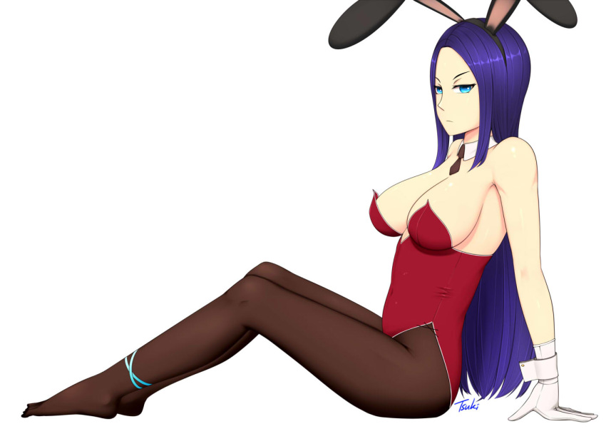 1girls battle_bunny_irelia blue_eyes breasts bunny_ears bunnysuit clothing female female_only hair irelia_xan league_of_legends long_hair pantyhose purple_hair solo tsuki_riven video_games