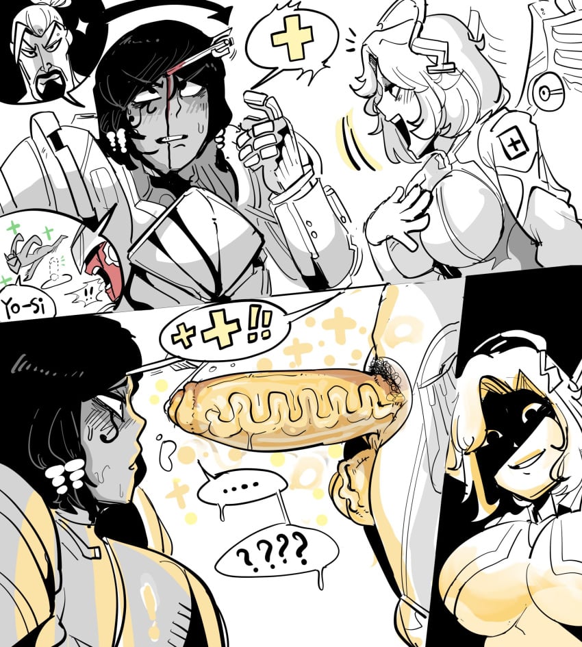 1futa 1girls 2024 balls big_balls big_breasts blood breasts clothed clothing comic duo erection female futa_on_female futanari gameplay_mechanics huge_cock human injury light-skinned_futanari mercy monochrome mostly_clothed nadadi6 overwatch overwatch_2 penis penis_awe pharah pubic_hair spot_color standing uncensored veiny_penis