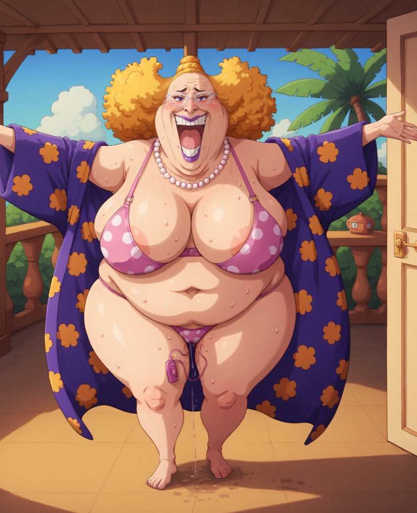 ai_generated big_breasts blonde_hair blushing bra chubby_belly chubby_female fat_woman female female_only gilf giolla grandmother granny huge_breasts matching_underwear matronai_(artist) obese obese_female one_piece overweight pearl_necklace remote_control_vibrator sagging_breasts sex_toy_in_pussy tagme thong toying_self waiting_for_sex