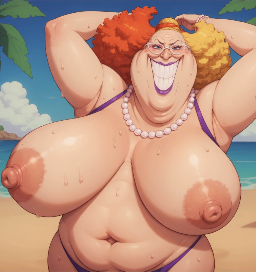 ai_generated big_breasts female female_only flashing_breasts gilf giolla granny matronai_(artist) one_piece sagging_breasts tagme