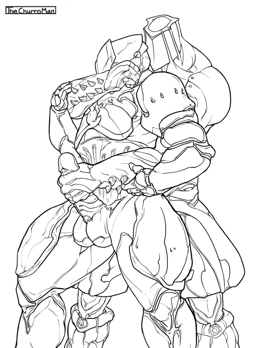 asphyxiation atlas_(warframe) gay handjob male male_only rhino_(warframe) strangling thechurroman warframe