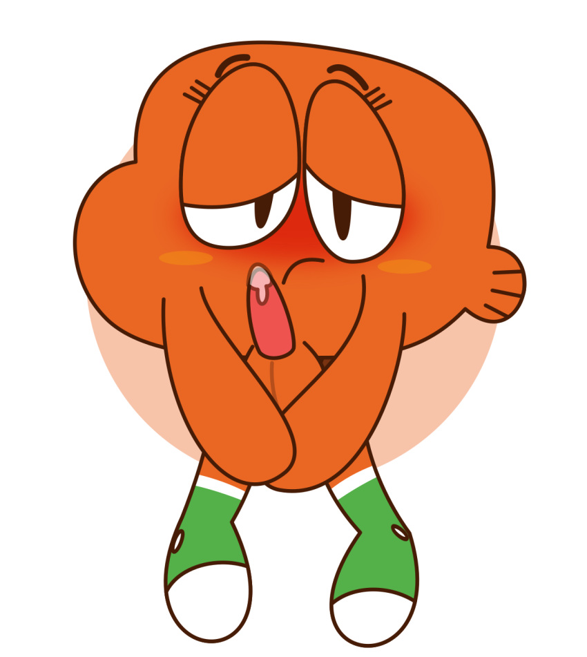 anthro balls blush cartoon_network darwin_watterson embarrassed fish goldfish hi_res male male_only marine penis precum simple_background solo sunofureiku tapering_penis the_amazing_world_of_gumball young