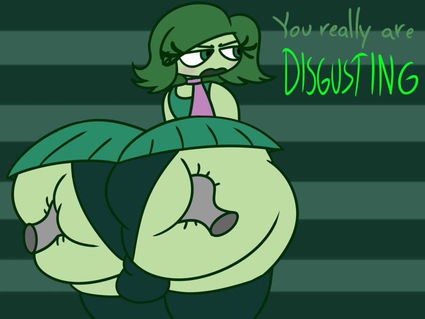 ass ass_focus baws_(artist) big_ass big_ass_(male) disgust_(inside_out) disney femboy genderswap genderswap_(ftm) green_body green_hair green_skin huge_ass inside_out inside_out_2 pixar rule_63 sissy tsundere