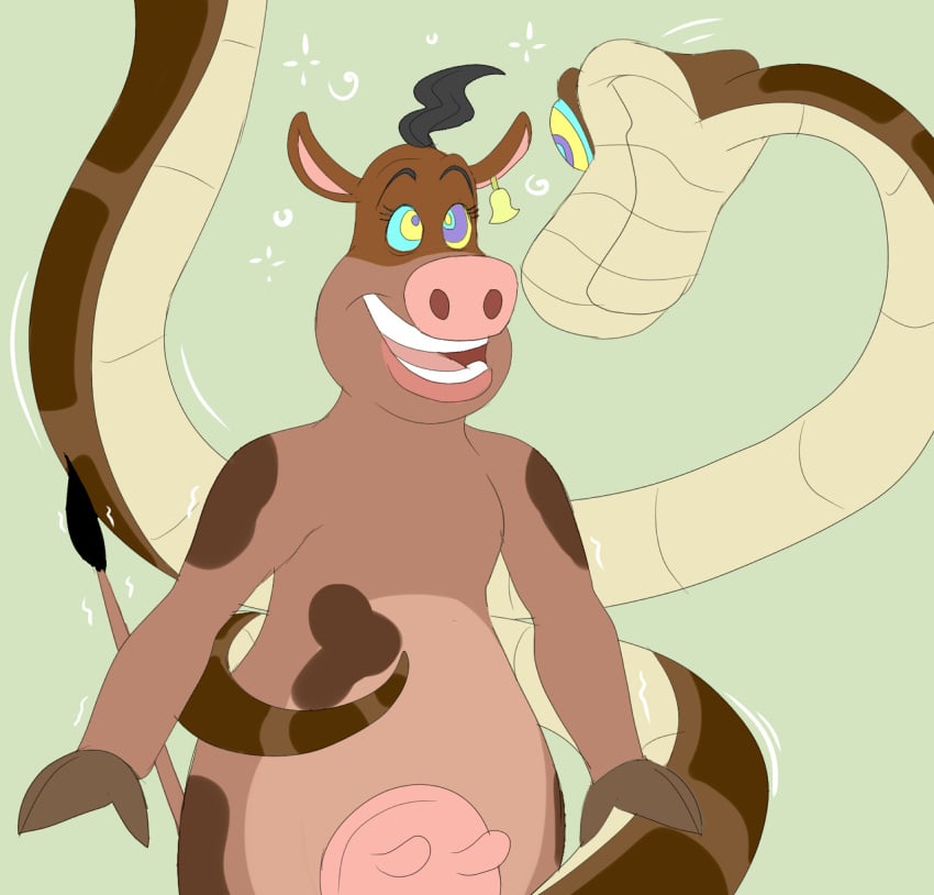 bessy_(barnyard) bovid bovine female happy hi_res hypnosis kaa_(jungle_book) literature male male/female mammal mind_control nickelodeon ping plsgts public_domain submissive submissive_female the_jungle_book