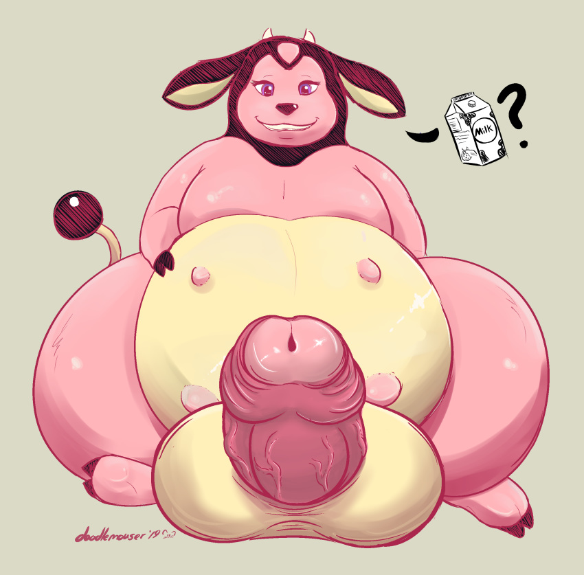 1boy 2019 2_fingers ? anthro belly big_belly big_ears big_penis big_testicles black_fur bovine cattle chubby doodlemouser erect_nipples erection eye_contact eyebrows feet foreskin fur furry glistening gloss grin half-closed_eyes hand_on_belly hi_res hooves horn horns huge_penis huge_testicles humanoid_penis hyper hyper_penis hyper_testicles large_penis large_testicles looking_at_viewer male male_only mammal miltank moobs multi_nipple nintendo nipples nude obese obese_male overweight overweight_male partially_retracted_foreskin penis pink_fur pokémon_(species) pokemon pokemon_gsc purple_eyes rule_63 simple_background sitting smile soles solo tail teats teeth testicles text thick_thighs uncut vein veins veiny_penis video_games watermark wide_hips