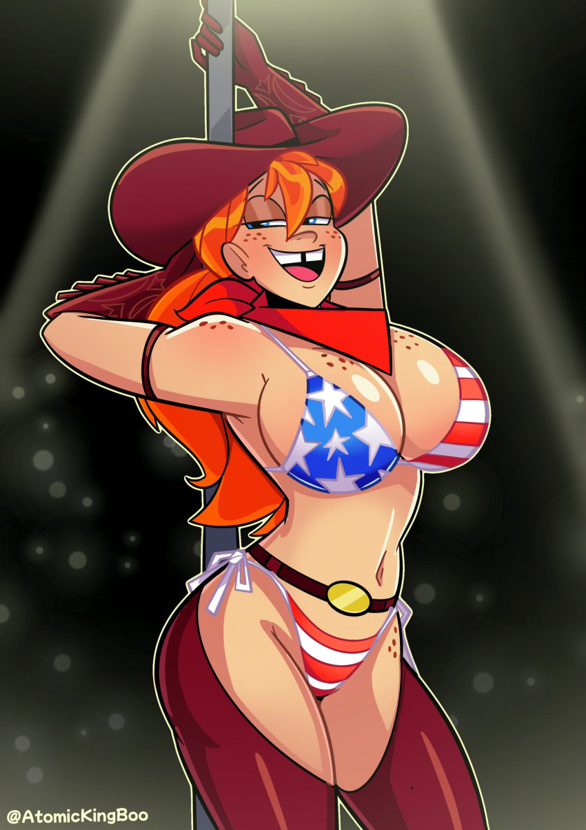 1girls american_flag_bikini ass atomickingboo big_ass big_breasts breasts bust busty chest cowgirl curvaceous curvy curvy_figure digital_media_(artwork) female female_focus hips hourglass_figure huge_ass huge_breasts human large_ass large_breasts legs light-skinned_female light_skin lips mature mature_female original original_character rudy_roundup slim_waist thick thick_hips thick_legs thick_thighs thighs voluptuous voluptuous_female waist wide_hips