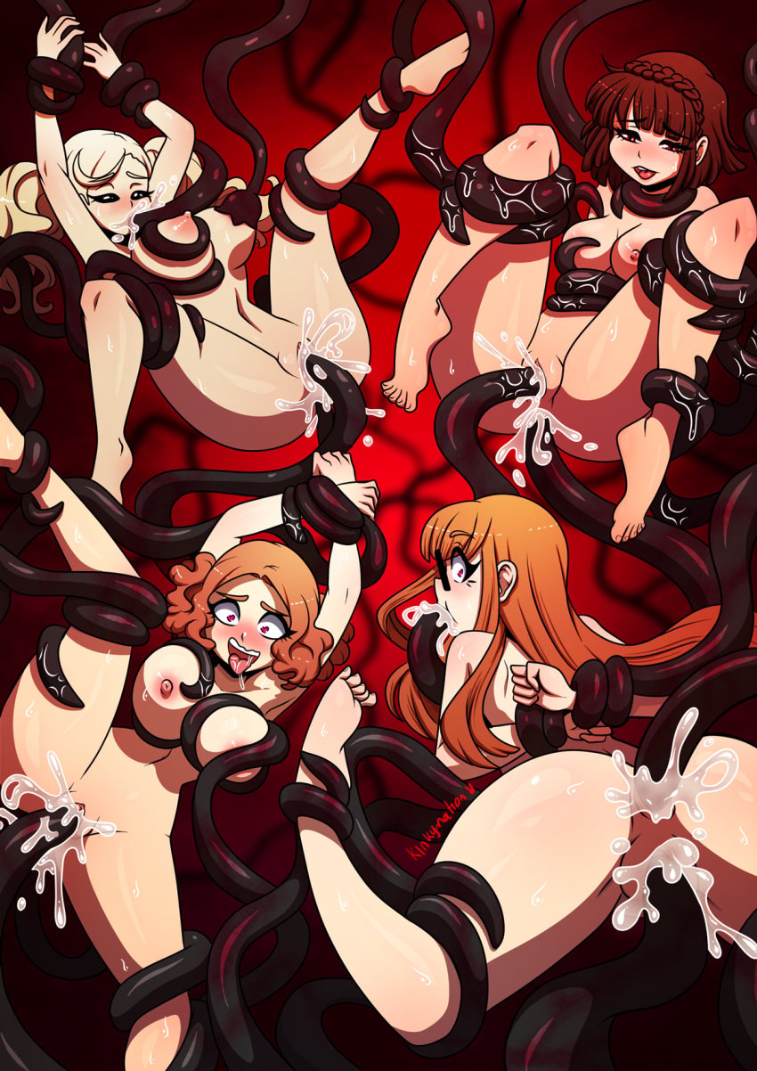 4girls ahe_gao anal ann_takamaki areolae arms_behind_back arms_up artist_name ass barefoot big_breasts black_tentacles blonde_hair blush bondage breast_grab breast_squeeze breasts breasts_bigger_than_head brown_hair closed_eyes cum cum_in_ass cum_in_mouth cum_in_pussy cum_inside double_penetration feet fellatio female female_only fucked_silly glasses hair hairless_pussy haru_okumura heart heart-shaped_pupils highres kinkymation large_breasts legs_apart legs_held_open long_hair looking_back makoto_niijima medium_breasts megami_tensei multiple_girls multiple_subs nipples nude nude_female open_mouth oral orange_hair penetration persona persona_5 pussy restrained restrained_by_tentacles sakura_futaba saliva sex shaved_pussy short_hair spread_legs suspended_via_tentacles suspension tentacle tentacle_bondage tentacle_grab tentacle_in_mouth tentacle_sex tentacle_sucking_breasts tentacles_around_arms tentacles_around_breasts tentacles_around_legs tentacles_around_wrists tentacles_in_ass tentacles_in_mouth tentacles_in_pussy toes tongue tongue_out triple_penetration twintails vaginal_penetration video_games watermark wide_eyed