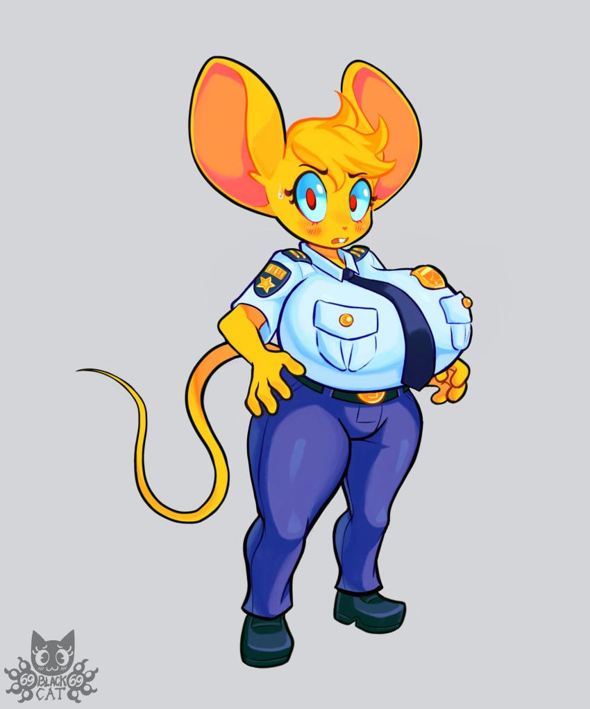 69blackcat69 artist_name big_ass big_breasts big_butt cheese_(69blackcat69) looking_at_viewer mouse police_uniform thick_thighs yellow_fur